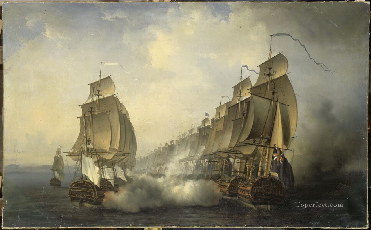 Combat naval en rade de Gondelour 1783 Naval Battles Oil Paintings